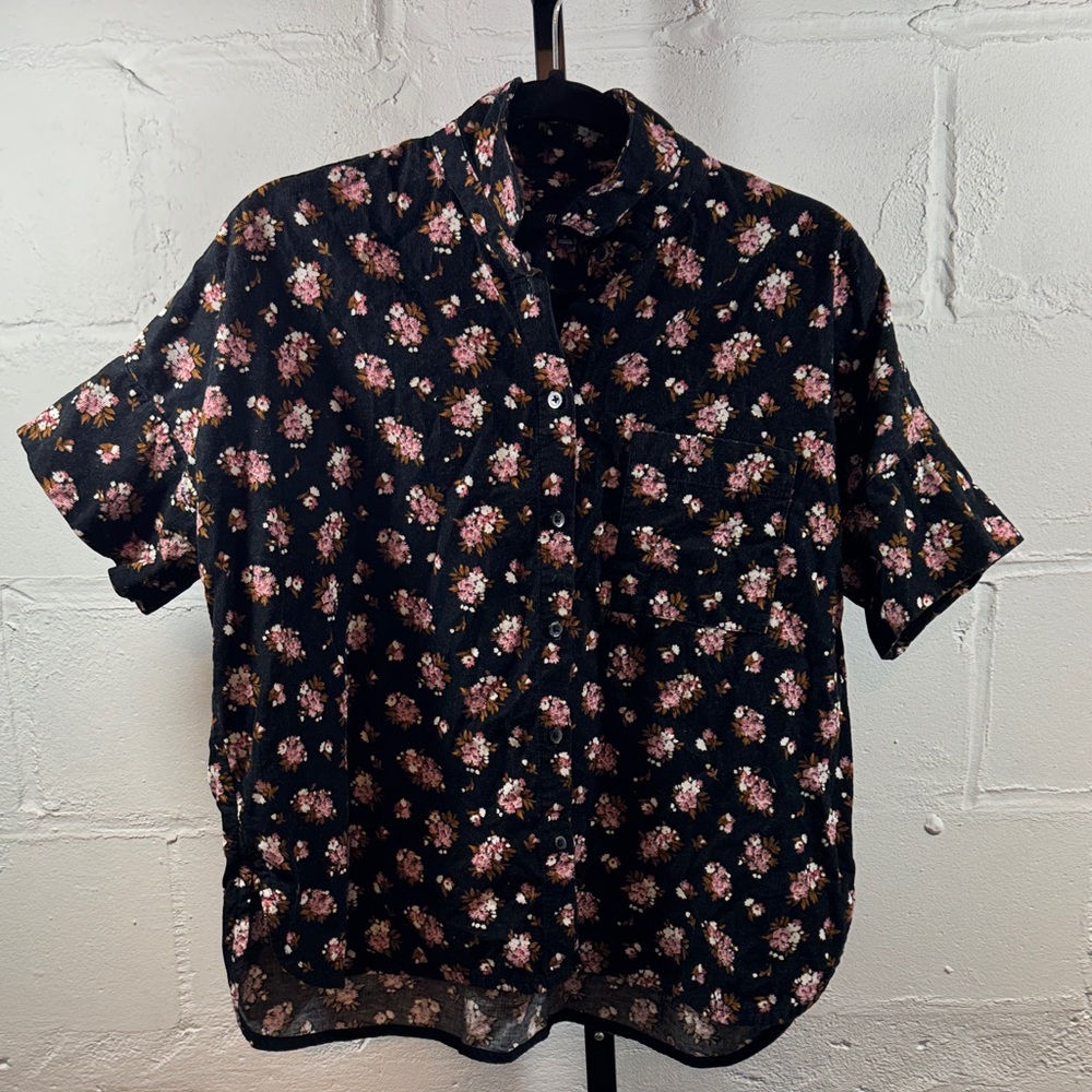 Madewell Corduroy Daily Shirt in Homestead Dandelion Bouquet True Black Size S